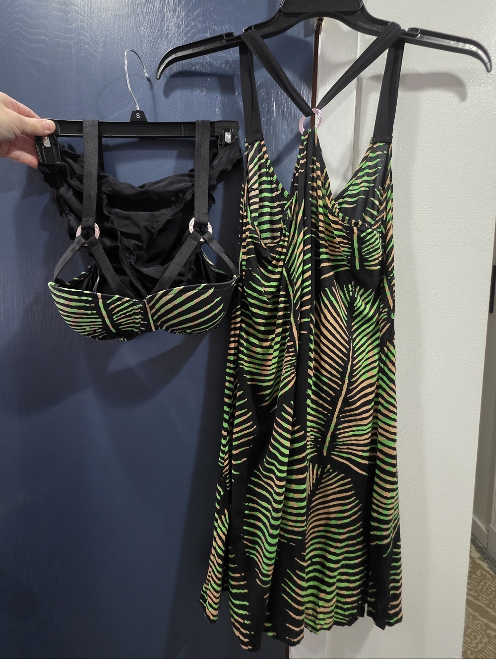 Black Tropical Print Coverup with Matching Bikini
